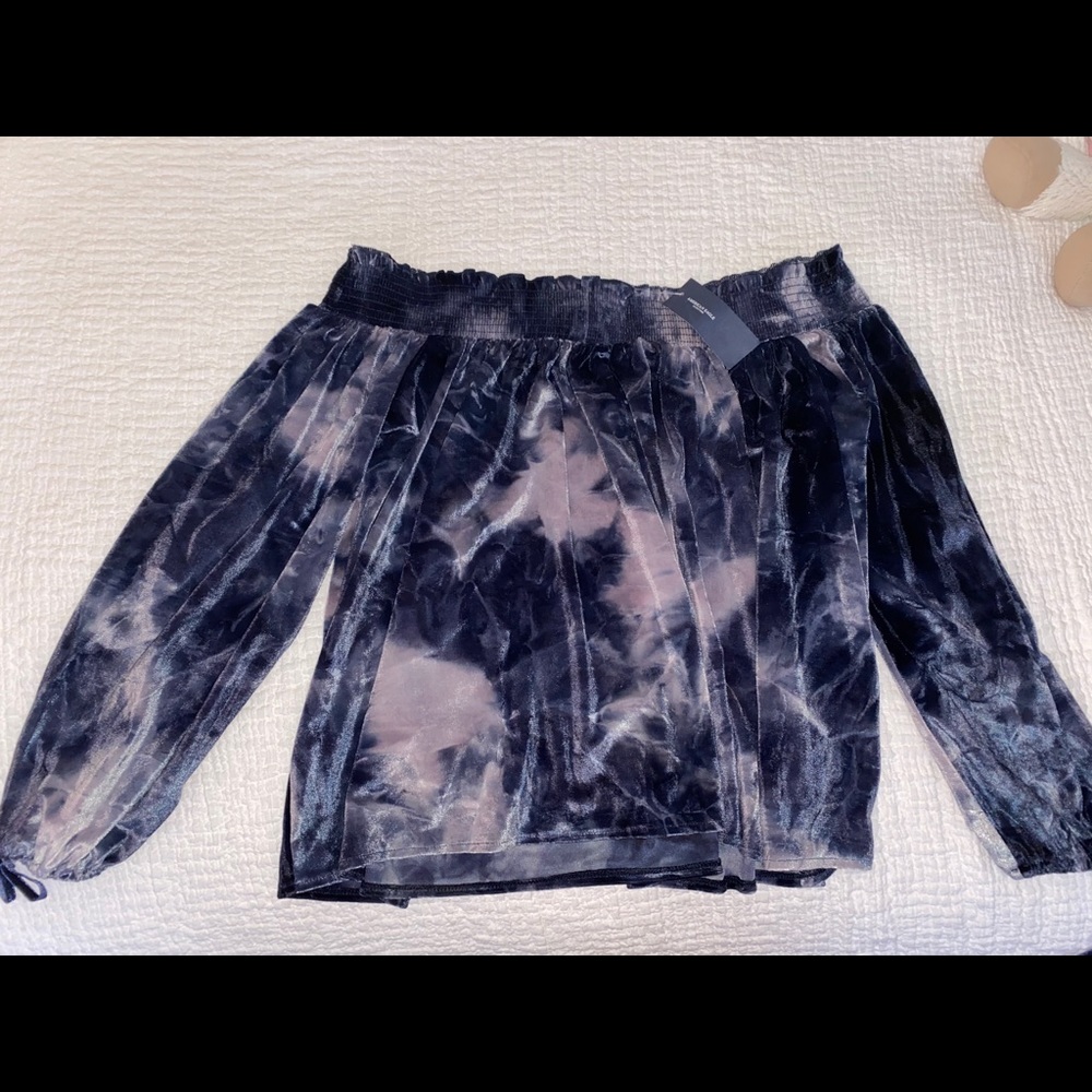 American Eagle Blue Tie Dye Off The Shoulder